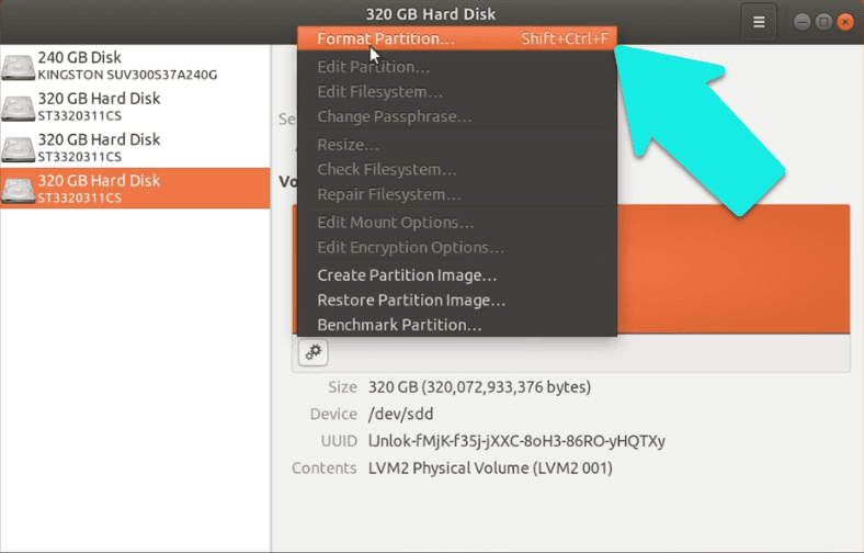 Formatez tous les disques, un par un