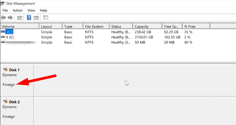 The operating system failed to recognize the disks