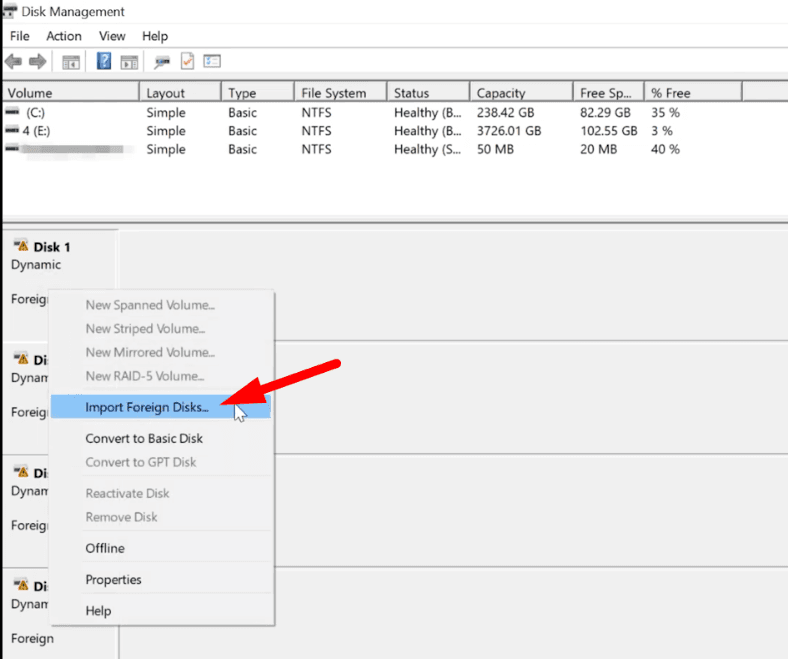 Importing foreign disks