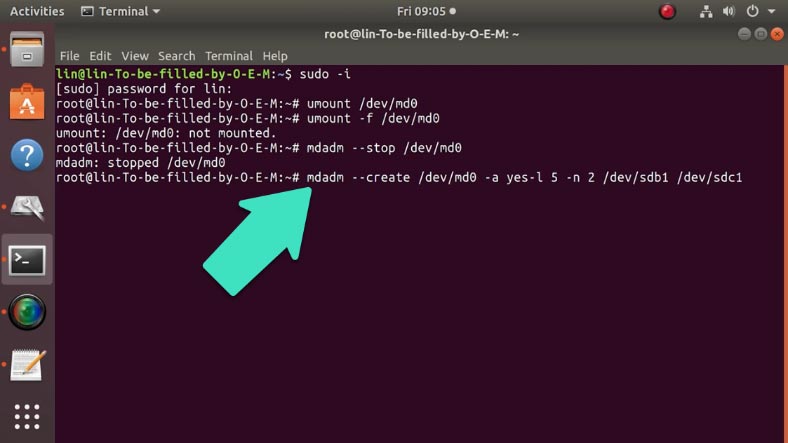 Recharger les métadonnées de RAID 1 à RAID 5