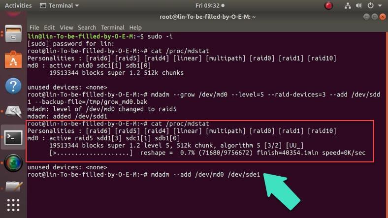 Adding drives to the RAID system