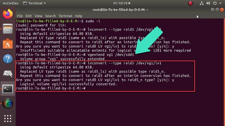 Convertimos RAID LVM del nivel uno a nivel cinco Convertimos RAID LVM del nivel uno a nivel cinco