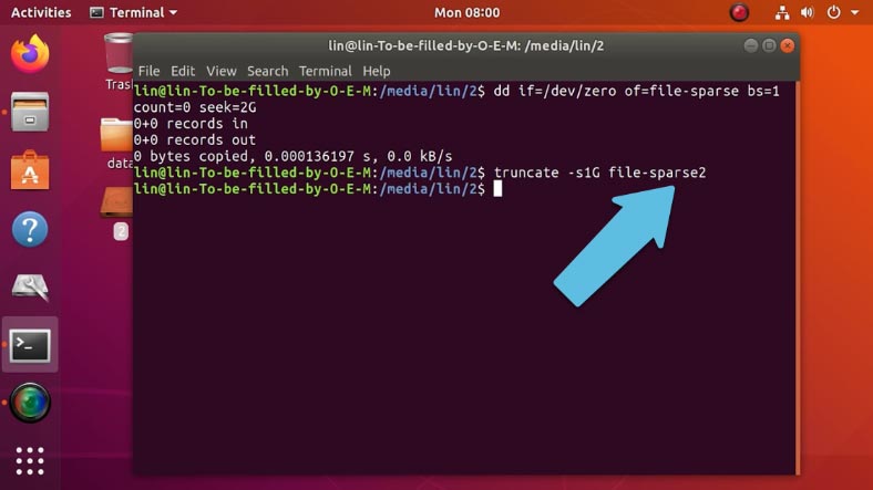 The second way to create a file with Linux Terminal