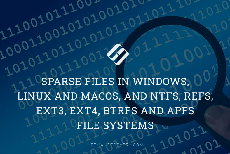 Sparse Files in Windows, Linux and MacOS, and NTFS, REFS, Ext3, Ext4, BTRFS and APFS File Systems