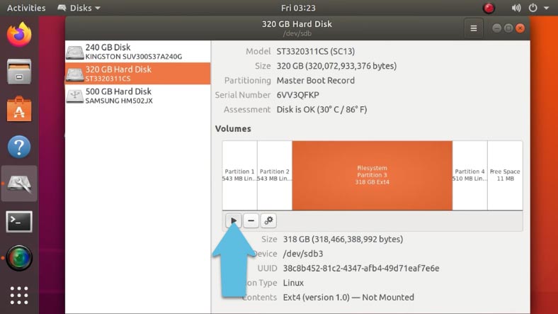 Montando a unidade no Linux