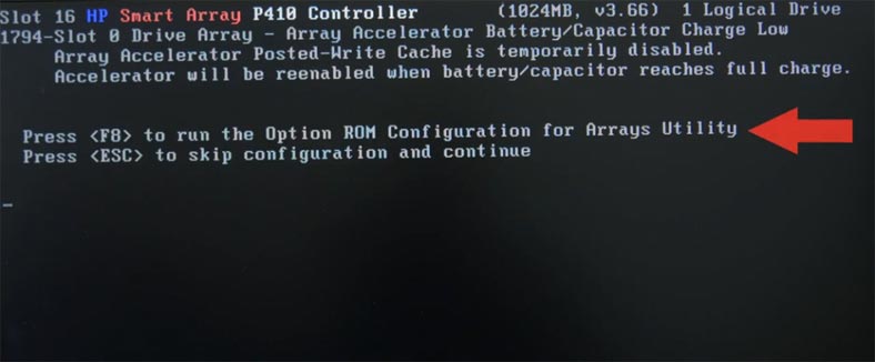 Access the controller’s BIOS