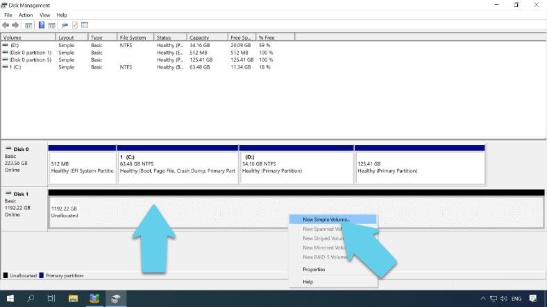 Erstellen und Formatieren einer neuen Partition