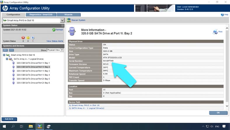 Checking the disk serial number