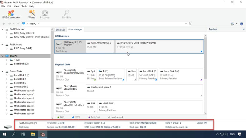 Hetman RAID Recovery z łatwością odbudował macierz RAID