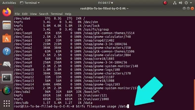 Ver información sobre el espacio ocupado y libre