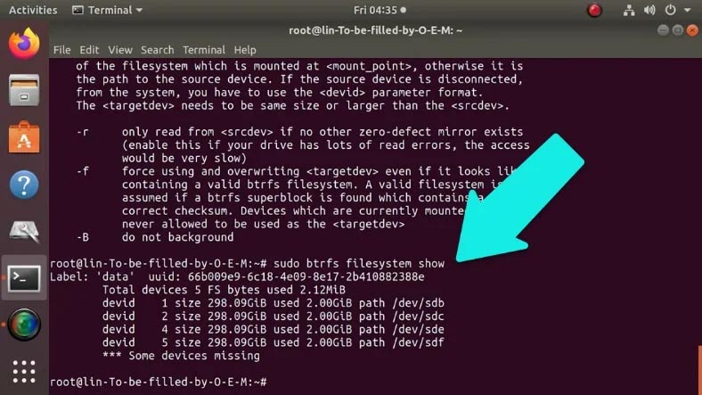 Identifying the number of the damaged drive