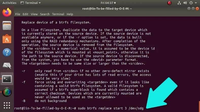 Replacing a damaged drive in the array