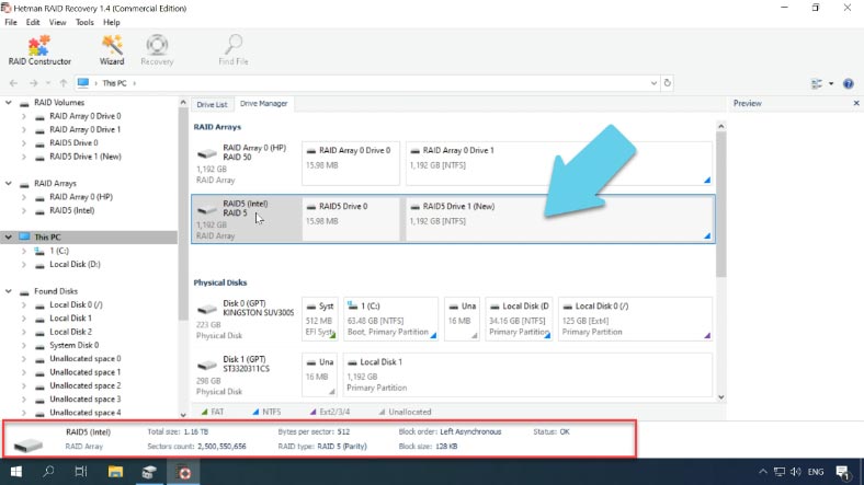 RAID properties are identified without any changes