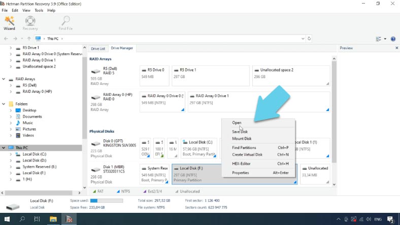 Scanning a disk from the Hyper-V server