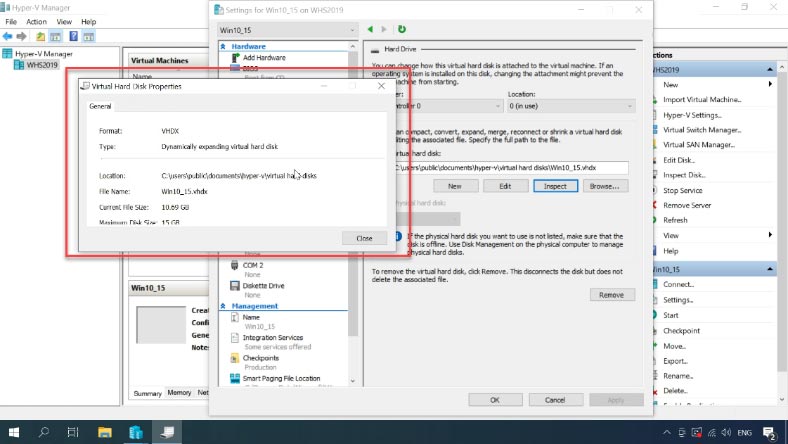 Virtual hard disk of dynamic type