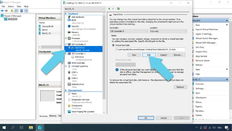 Converting a virtual hard disk