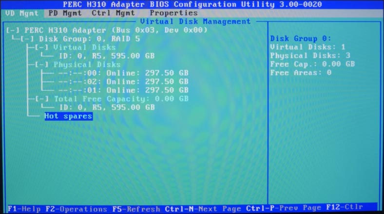 A RAID 5 system created with three drives