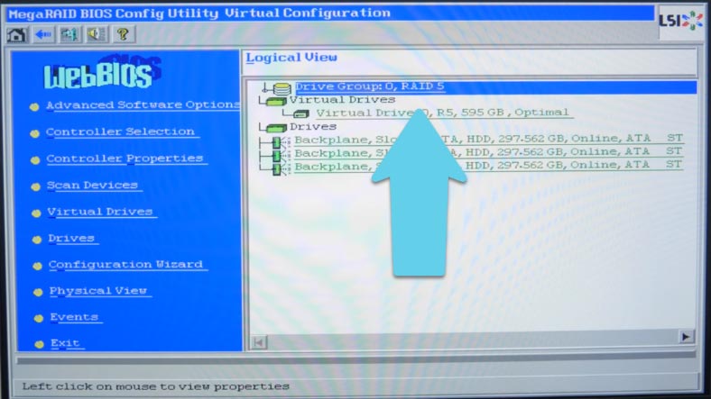 La placa Fujitsu D311 ha detectado la configuración del array sin problemas