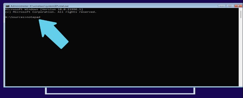 Open Notepad by running the notepad command