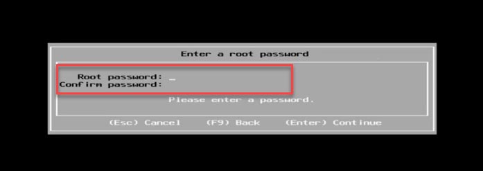 The installer suggests setting a root password