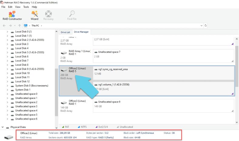 Software detectou automaticamente o tipo de matriz híbrida