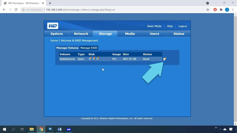 Select a disk array