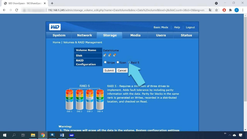 Select a disk array