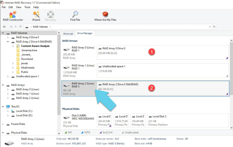 RAID en espejo con sistema operativo y quinto RAID con datos