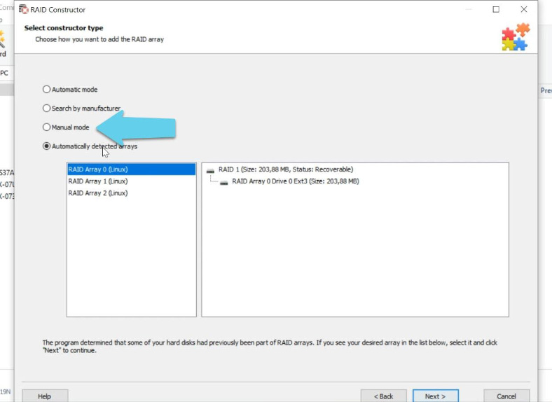 Open the Constructor, and select the option “Manual mode”