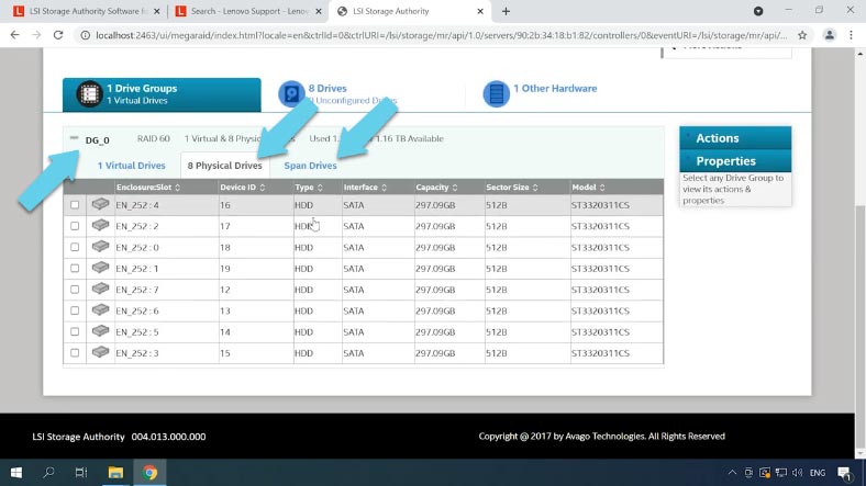 Check the array information