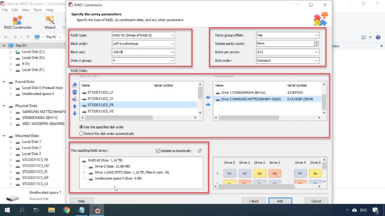 Specify all information about this RAID array