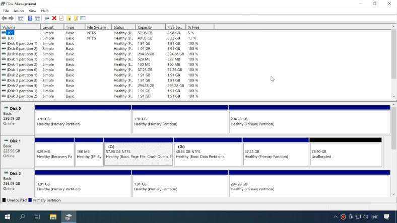 Administrador de discos Windows