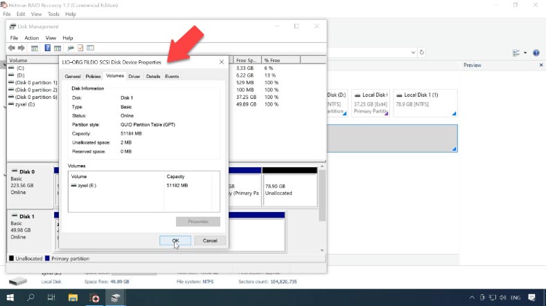 Recover deleted files from an iSCSI disk