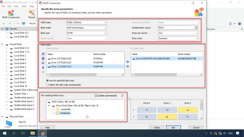 Create a RAID array manually