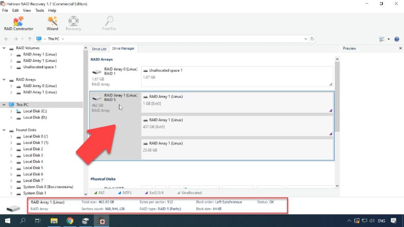 Hetman RAID Recovery reconstruira automatiquement la RAID endommagée