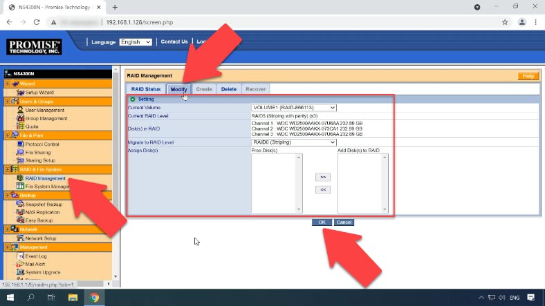 Edit the settings of an existing RAID