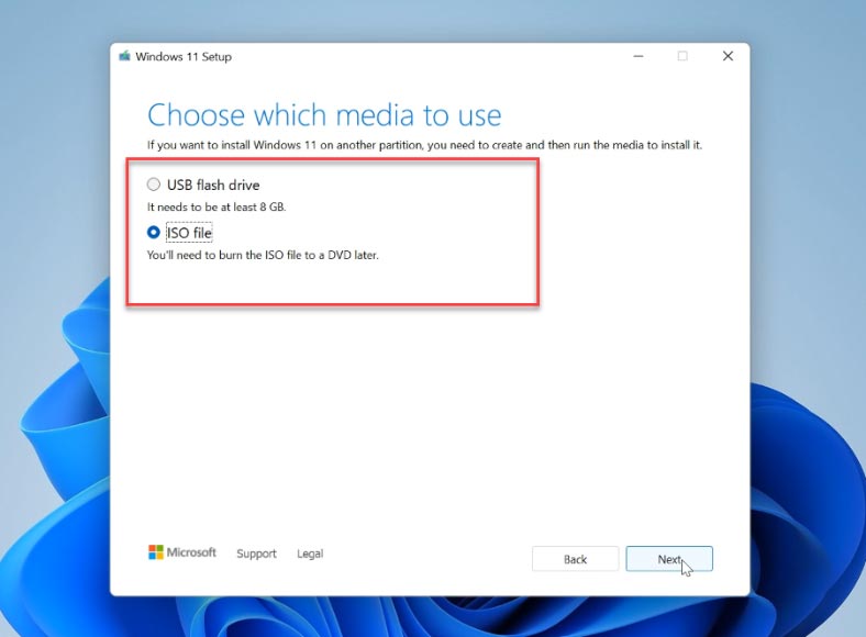 Creación de una imagen ISO de Windows 11 con ayuda de Media Creation Tool