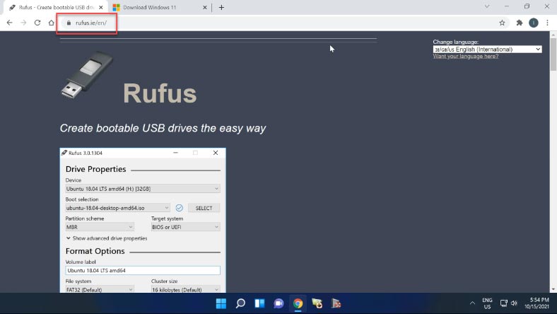 الموقع الرسمي لبرنامج Rufus