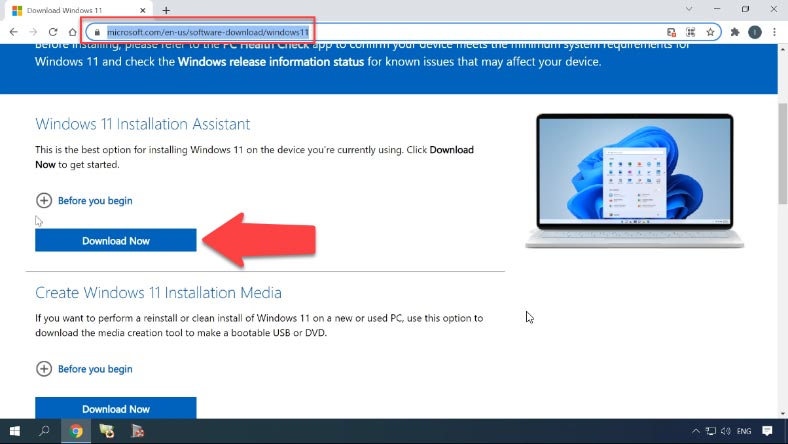 Descargar el Asistente de Instalación de Windows11