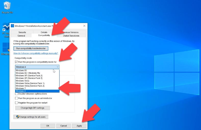 Running a program in compatibility mode for Windows 7