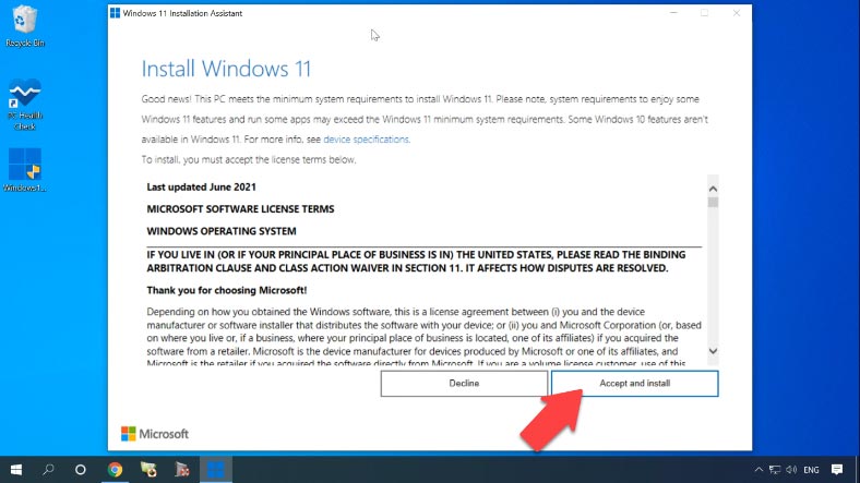 Windows 11 Installation Assistant will run without checking hardware compatibility