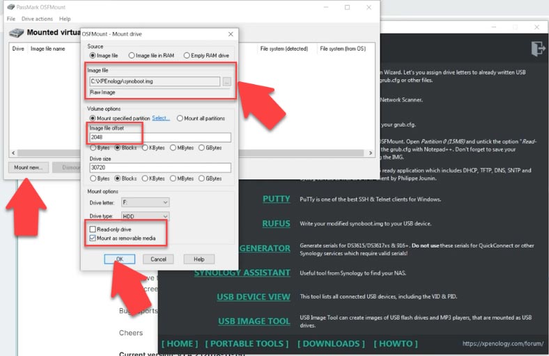 Mount the ISO image for DSM