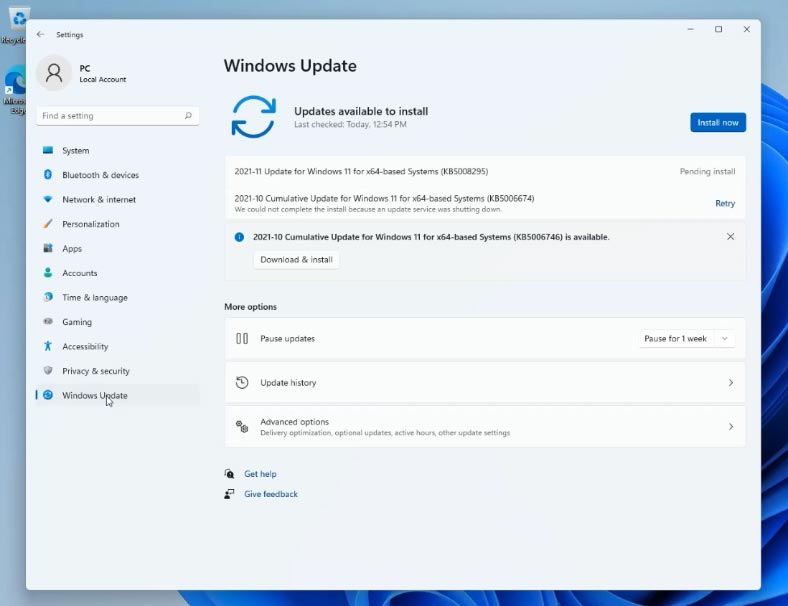 Check for updates in Windows 11