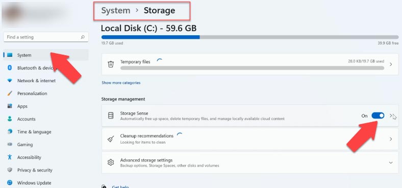 Enable Storage Sense feature