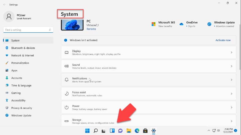 Start - Settings - Storage