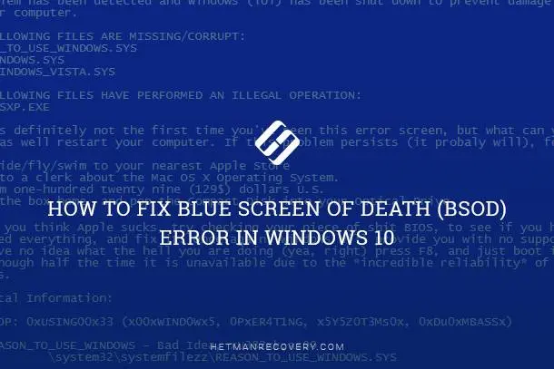 how to fix blue screen of death bsod error in windows 10