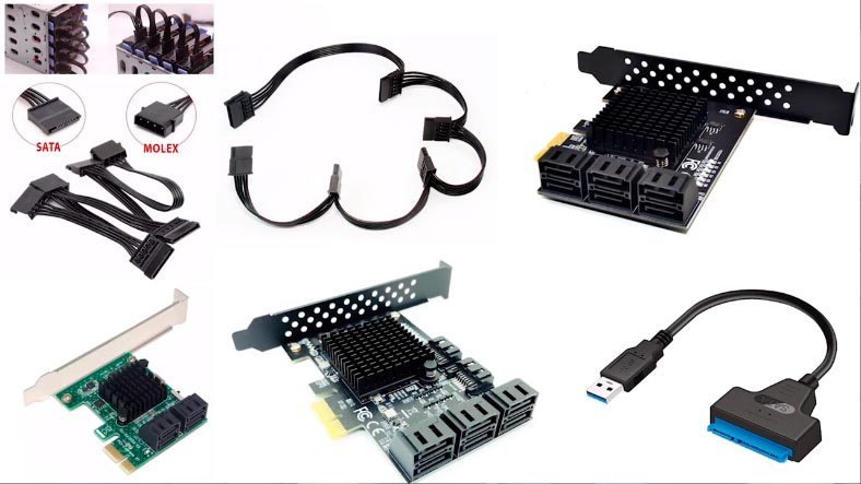 Adaptadores e extensores SATA