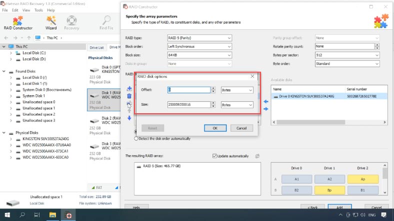 Enter the offset value