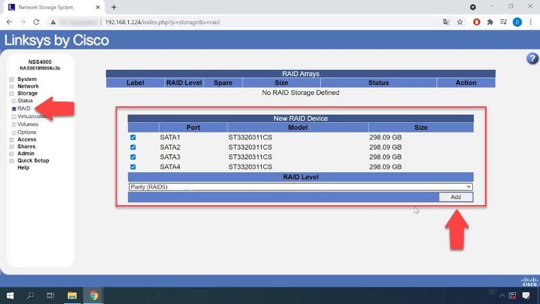 The list of all drives connected to this RAID