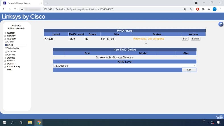 RAID Arrays table